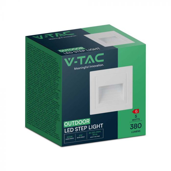 VT-1129 5W LED STEP LIGHT WHITE BODY SQUARE   84x84x50mm