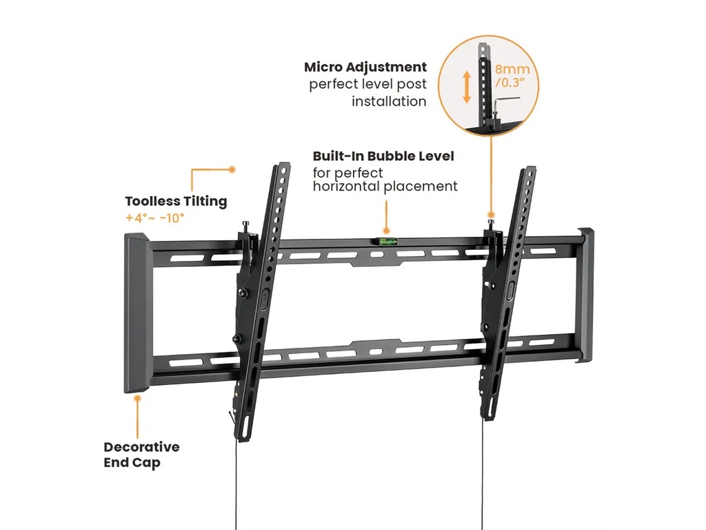 Support mural pour téléviseur VALUE, distance murale de 47 mm, &lt; 75 kg, inclinable, VESA 800 x 400, &lt; 228,6 cm (90&quot;), inclinable