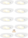 10x V-tac - Spots encastrables LED - Blanc - Blanc chaud 3000K - 400 lumen - 6 Watt - Dimmable et inclinable - GU10 - IP20 - Spots de plafond ronds (Ø75 mm) - Éclairage spot - pour salon, couloir et chambre - IP65 étanche