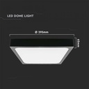 VT-8624 24W LED DOME LIGHT  SQUARE BLACK FRAME IP44