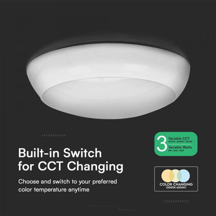 VT-8633 8W/16W/20W LED DOME LIGHT(EMERGENCY/SENSOR) SAMSUNG CHIP 3IN1 RD IP65