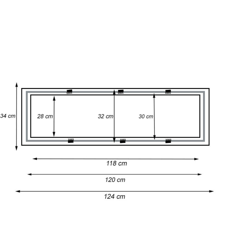 Cadre Encastré pour Panneaux LED 120x30cm