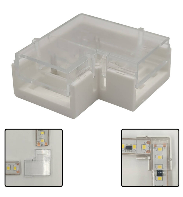 Connecteur L pour Rubans LED COB + SMD - 8mm - 10mm - IP65