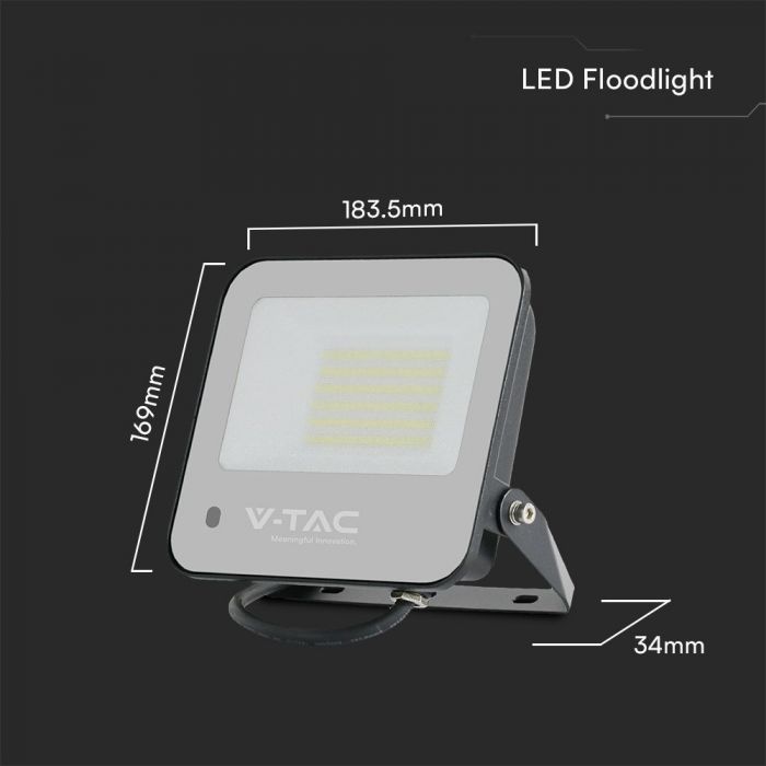 VT-44053 50W FLOODLIGHT RGB + WHITE BLACK BODY GREY FROSTED GLASS WITH REMOTE CONTROLLER IP65