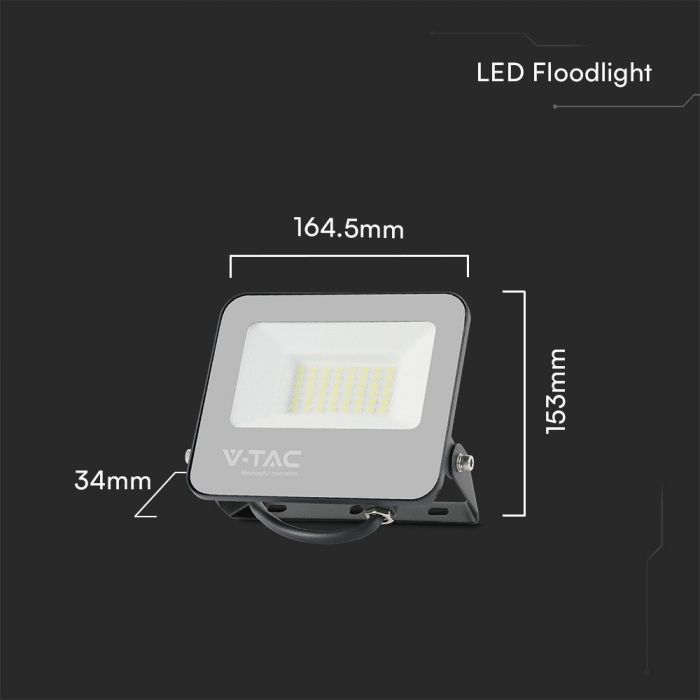 VT-44034 30W FLOODLIGHT RGB + WHITE BLACK BODY GREY FROSTED GLASS WITH REMOTE CONTROLLER IP65