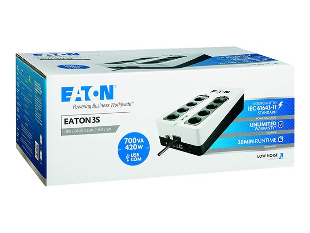 Eaton 3S 700 UPS AC 220-240 V 420 Watt 700 VA 1-phase USB output connectors: 8 Fr Socket