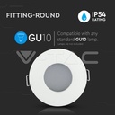 VT-787 GU10 FITTING ROUND WHITE IP44 - Ø75 mm - 84mm x 38mm