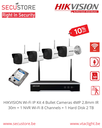 Kit IP Wi-Fi HIKVISION 4 caméras Bullet 4MP 2,8 mm IR 30 m + 1 NVR Wi-Fi 8 canaux + 1 disque dur 2 To