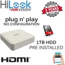 HIKVISION Set 2MP-1080p Turbo-HD DVR 4 Channel - 4x 2MP Turret Camera Indoor/Outdoor 1TB HDD