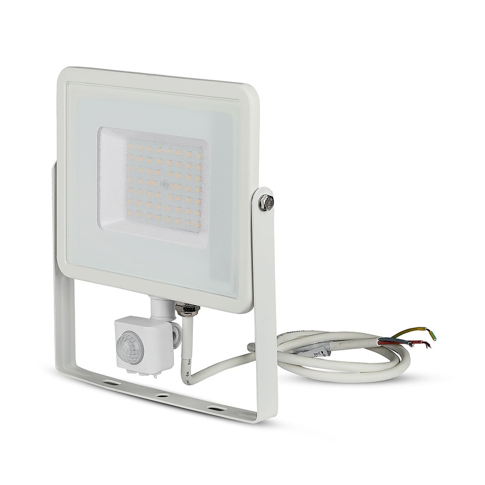 VT-50-S 50W-3000K Warm White SMD PIR SENSOR FLOODLIGHT WHITE BODY 