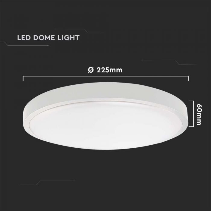 VT-8618S-W-RD  18W LED DOME LIGHT MICROWAVE SENSOR ROUND WHITE FRAME IP44