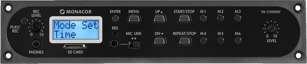 Monacor PA-1120DMT Module diffuseur de messages digitaux et timer pour les amplificateurs-mixeurs PA