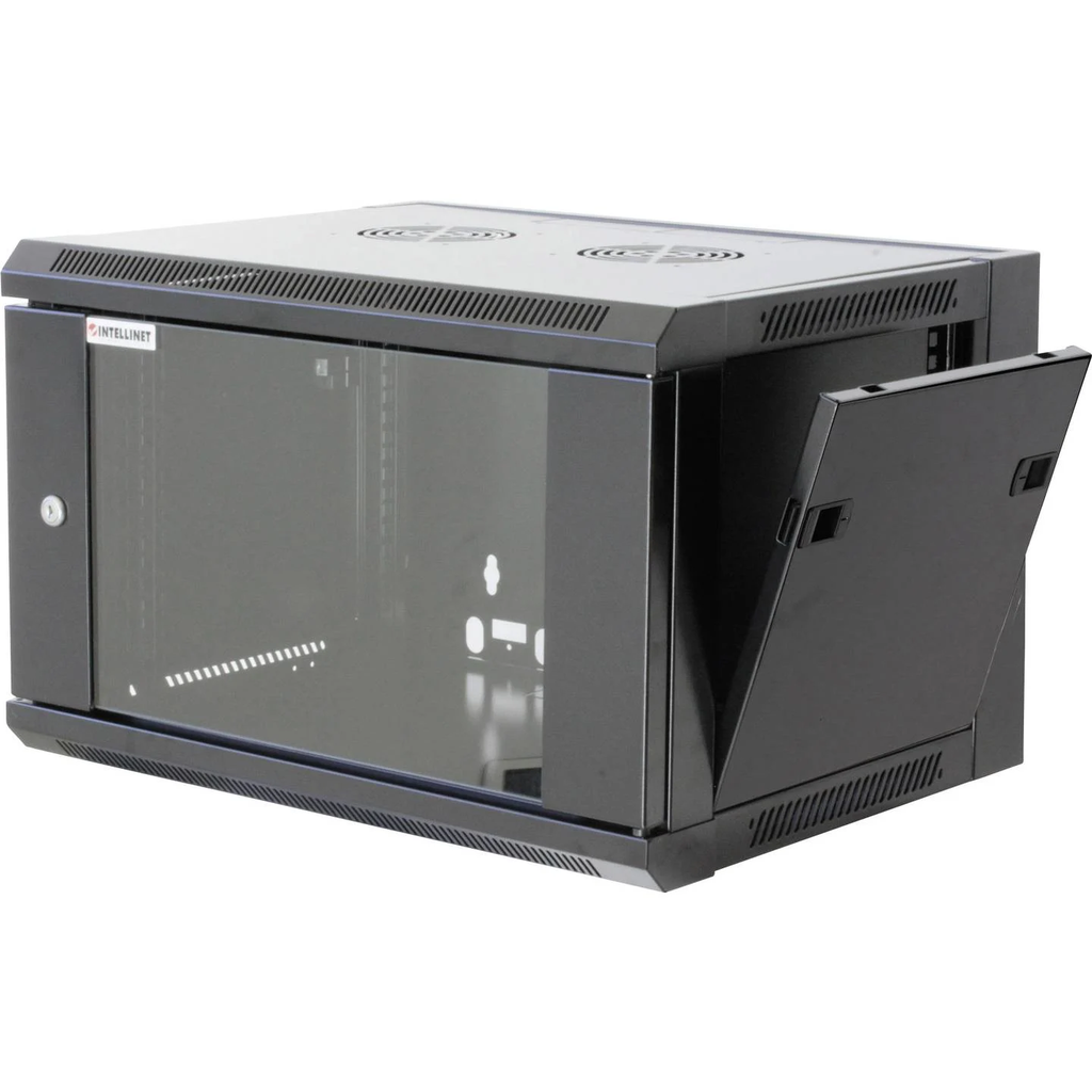 Intellinet 711715 19" Wallmount Cabinet, 6U, 450 mm Depth, Maximum Static Load 60 kg, Reversible Front Door