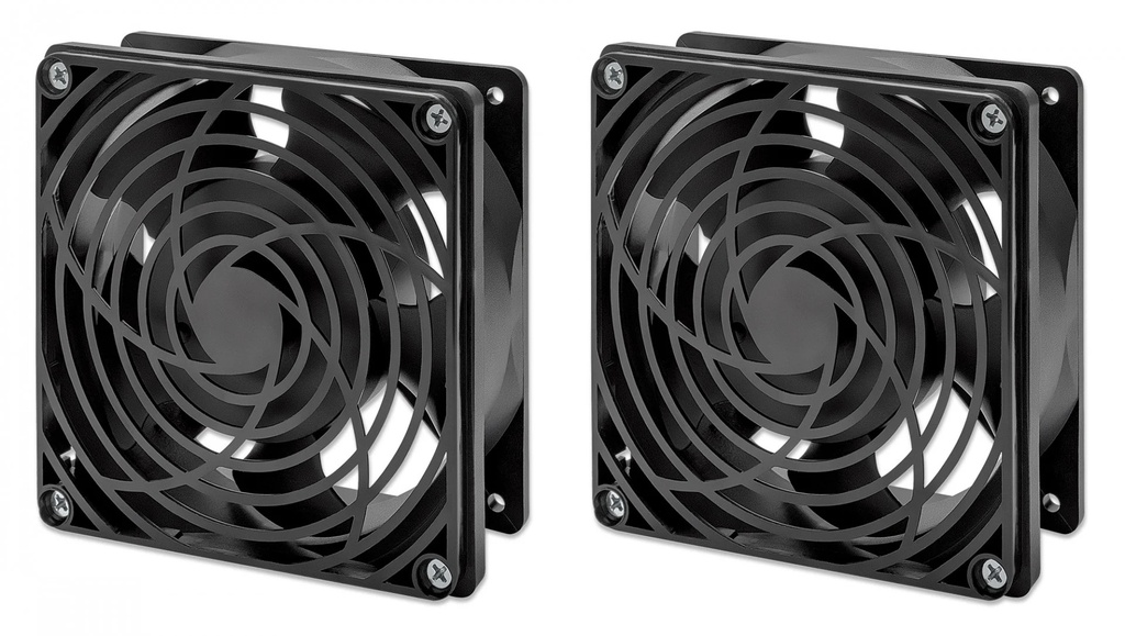 2-Fan Ventilation Unit for 19&quot; Racks, 1U, Black