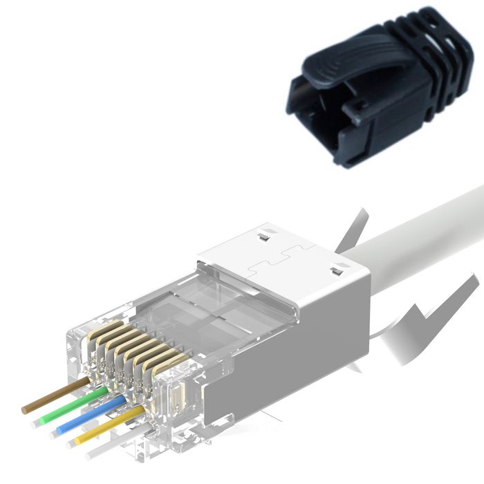 RJ45 STP plug Cat6A/Cat7  AWG22-24 Connecteur Blindé (25 Pcs ) A sertir Ouverture frontale pour une installation facile 