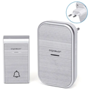 Aigostar - Wireless Doorbell AC Silver and Plug-in Receiver, 36 Ringtones 3 Volume Levels 150m Range - IP44, 1 Transmitter and 1 Plug-in Receiver