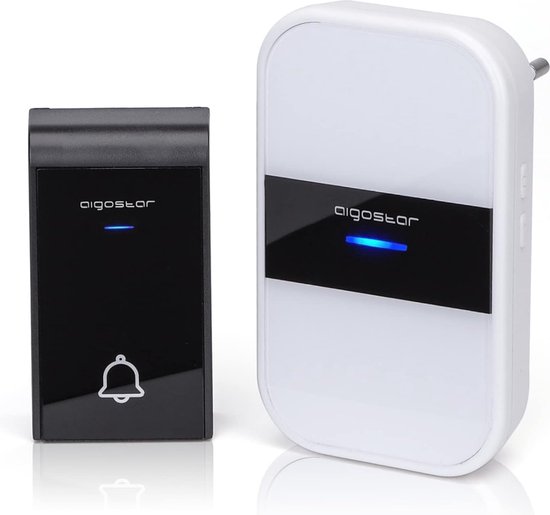 Aigostar - AC WIRELESS DIGITAL DOORBELL/IP44 BLACK+WHITE /1 TRANSMITTER+1 RECEIVE