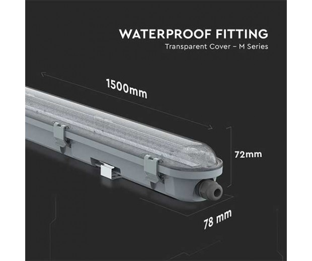 VT-150048 48W LED WATERPROOF FITTING 150CM SAMSUNG CHIP-TRANSPARENT COVER  (* Minimum 6Pcs Per Order )