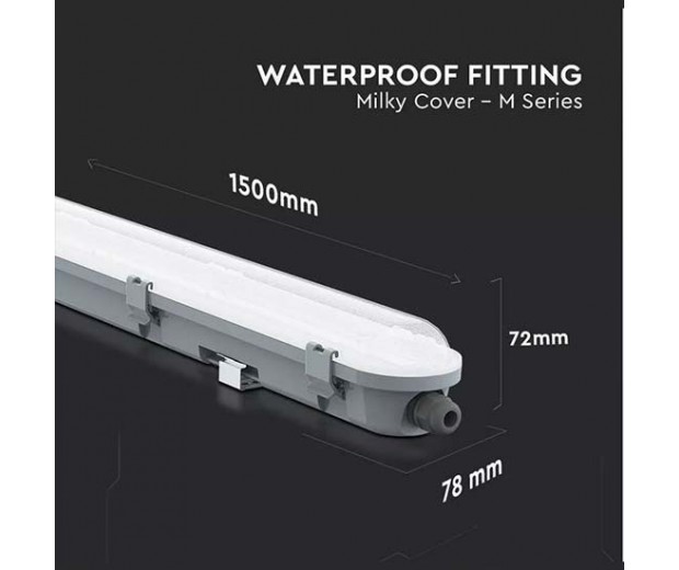 VT-150048 48W LED WATERPROOF FITTING 150CM SAMSUNG CHIP-MILKY COVER  (* Minimum 6Pcs Per Order )