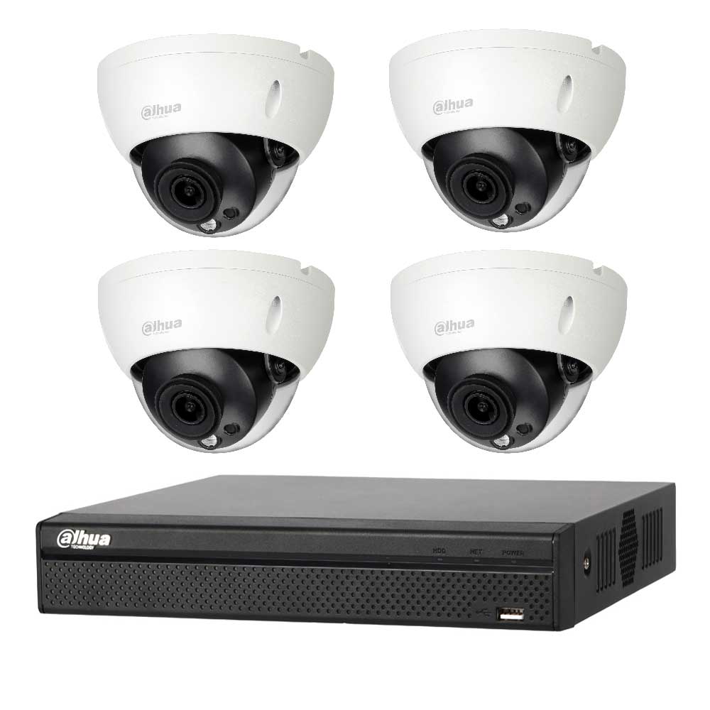 DAHUA KIT  HDCVI 4MP  DVR 4CH - 4x Camera Dome Antivandal 4MP Interieur/Exterieur IP67 - HD 1TB