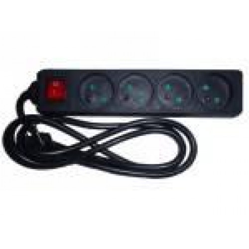 Elimex Bloc multiprises + Interrupteur - 4x Prijs 2P+T 16A - 3G1.5 - Zwart - 3m