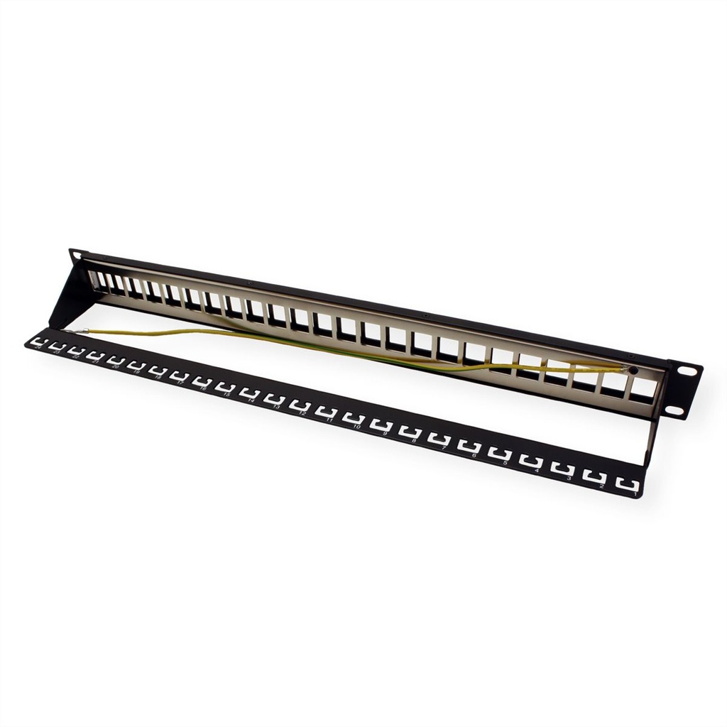 ROLINE Keystone 19'' Empty Patch Panel Cat.5/Cat.6/Cat.6a, 24 Ports, STP, black