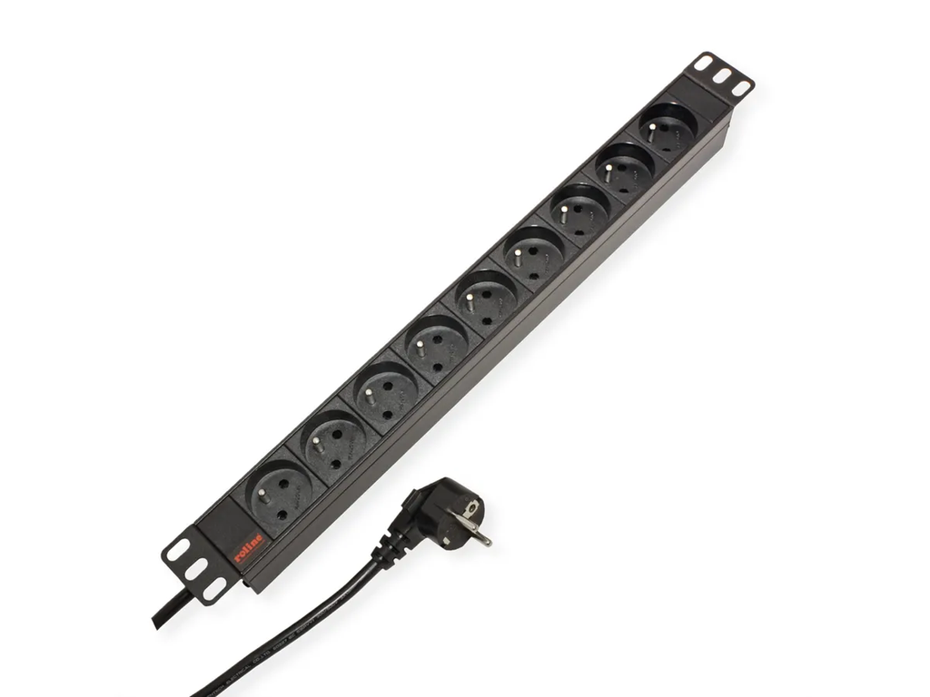 ROLINE PDU for Cabinet, 9x socket, 45°, 16A,  FR/BE, black, 2.0 m