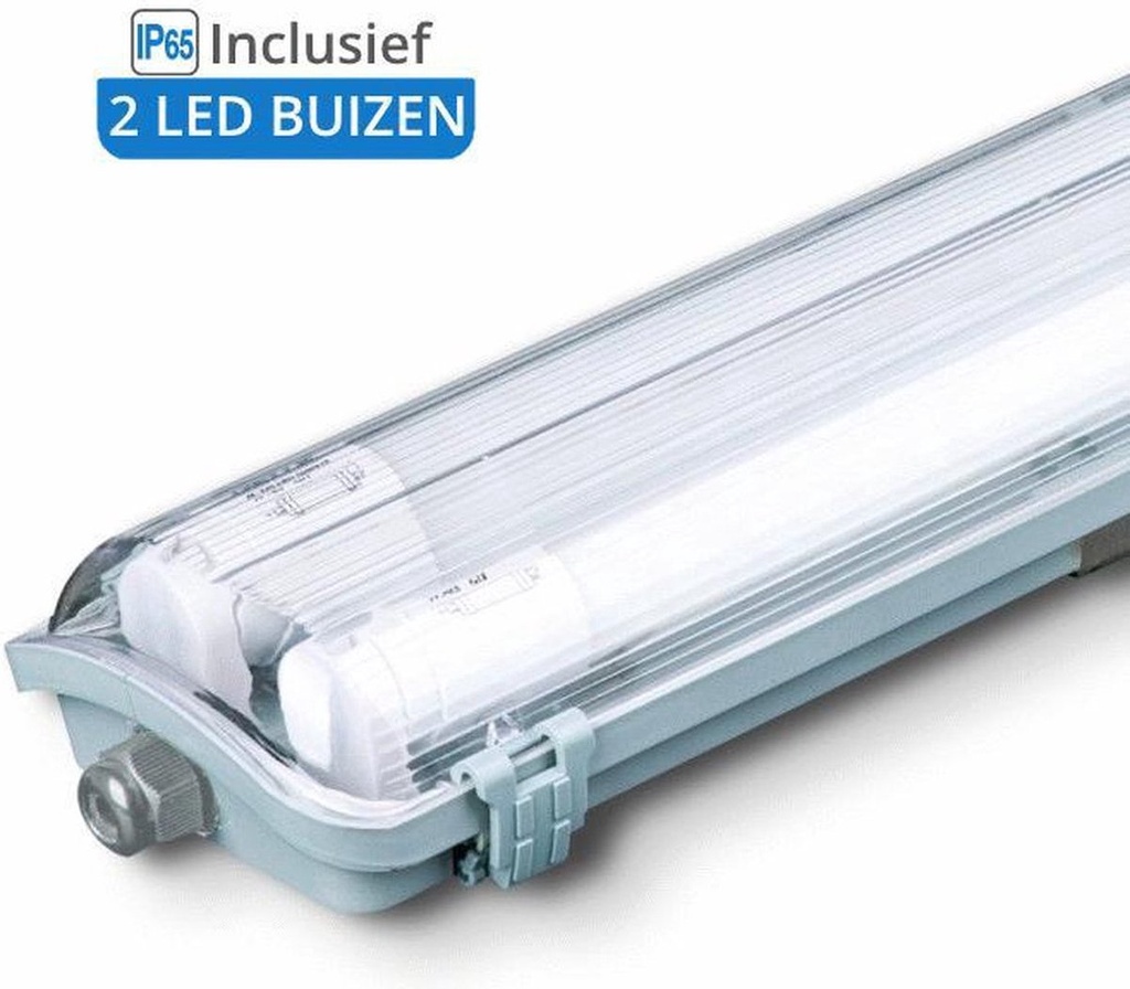 AV-LIGHT AV-12022 2x18W - 120 lm/W  Tube Led Luminaire 120cm x2 IP65 - Assemblé  ABS+PS Minium 6Pcs