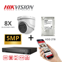 [TVIKIT5M-T8] HIKVISION Set 8x Camera Turbo-HD 5 MP AUDIO DVR 8 Channel - 8x 5MP Audio Turret Camera Indoor/Outdoor 2TB HDD