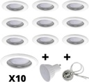 10x V-tac - Spots encastrables LED - Blanc - Blanc chaud 3000K - 400 lumen - 6 Watt - Dimmable et inclinable - GU10 - IP20 - Spots de plafond ronds (Ø75 mm) - Éclairage spot - pour salon, couloir et chambre - IP65 étanche