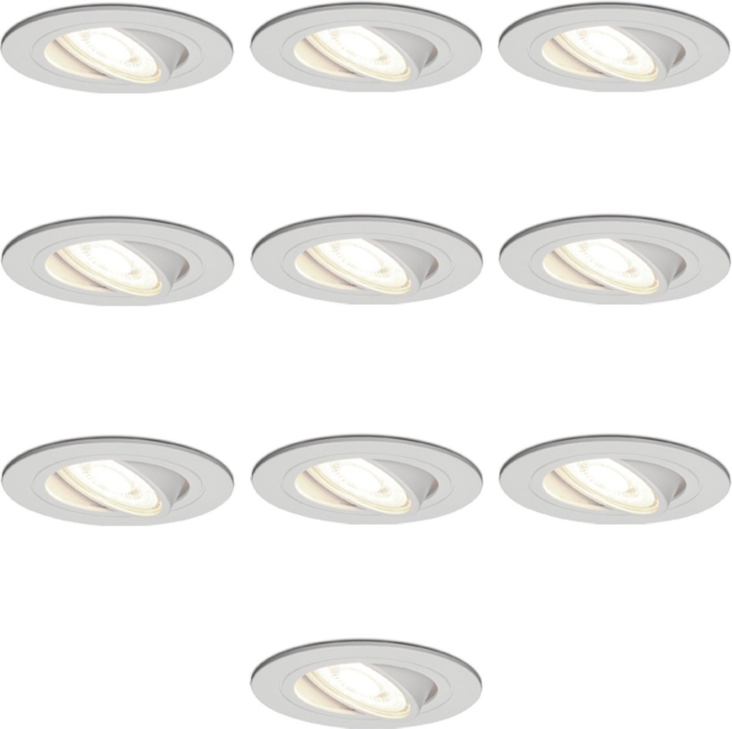 VT-782 White Set of 10 dimmable LED recessed spots gu10  6Watt tiltable