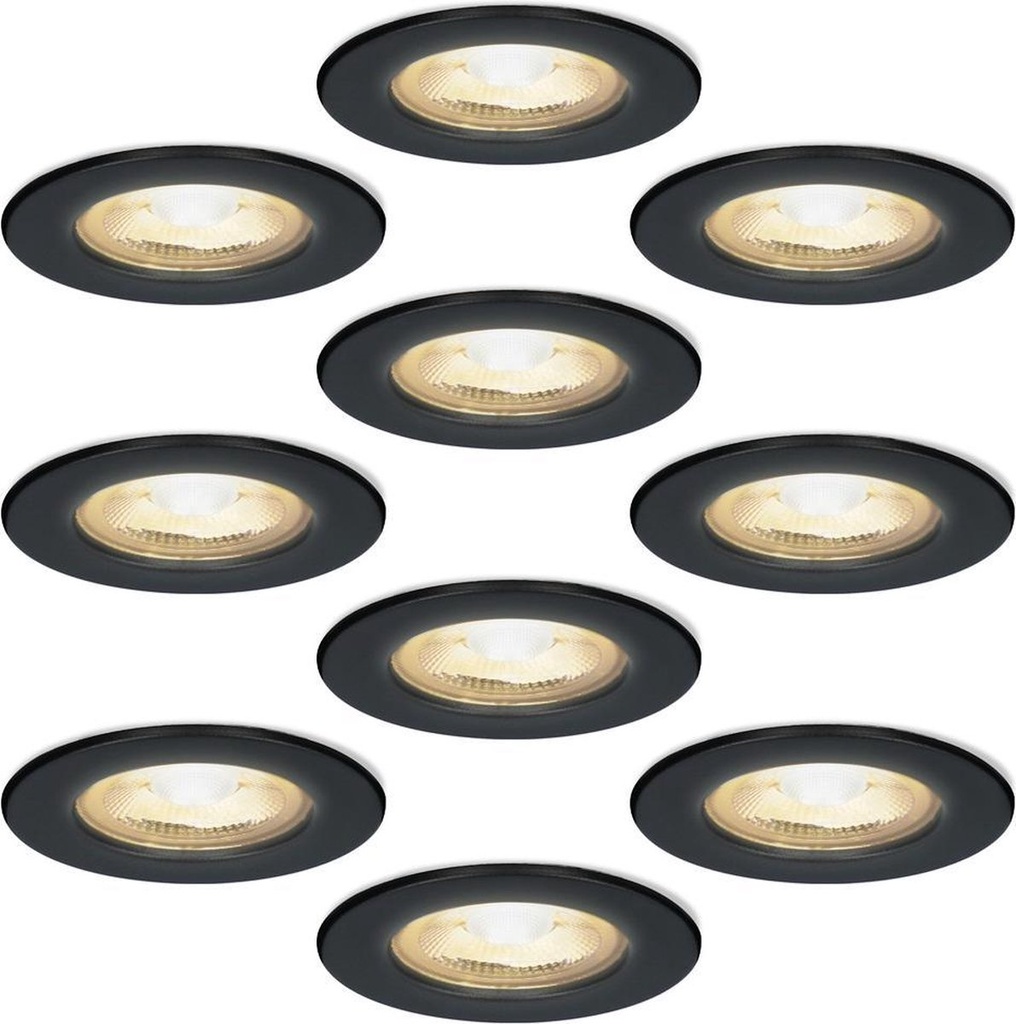 ELMARK 9251R/BL-SET Black Set of 10 dimmable LED recessed spots gu10  6Watt tiltable -Cutting 70mm