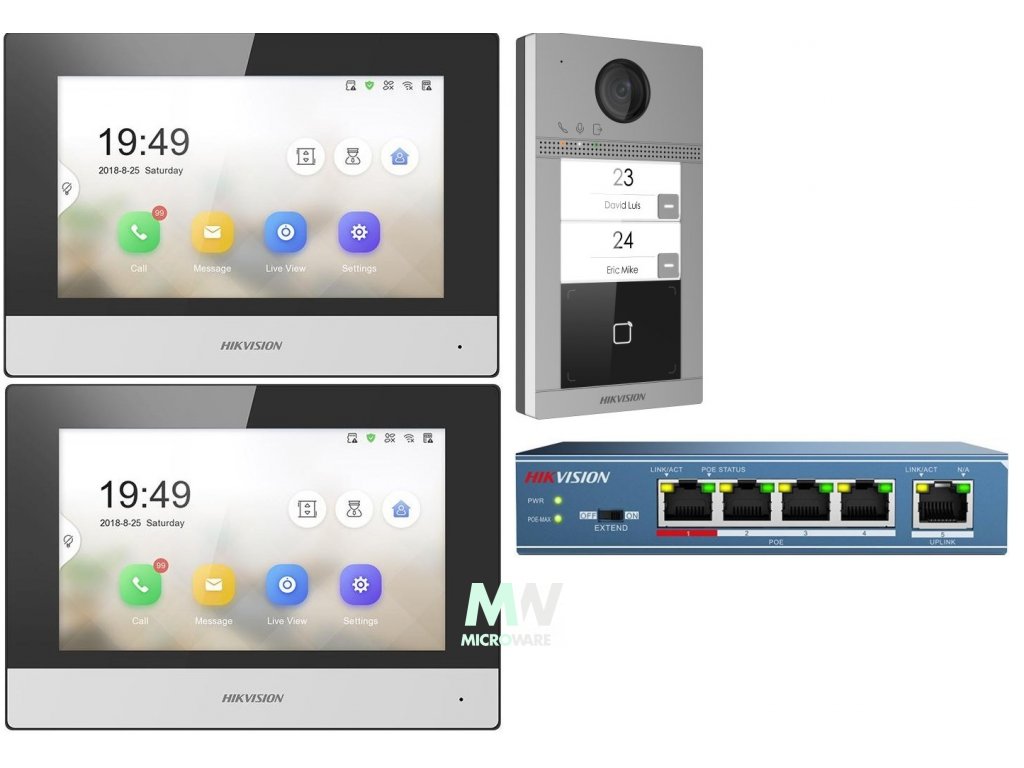 HIKVISION DS-KV8213-WME1-SET  IP-Intercom 2 Buttons + 2x 7Inch Touch WIFI Monitor