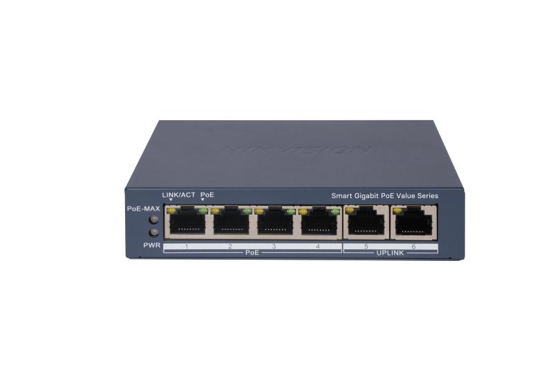 HIKVISION DS-3E1506P-EI/M 4 Port Gigabit Smart POE Switch -Total PoE Budget 45W