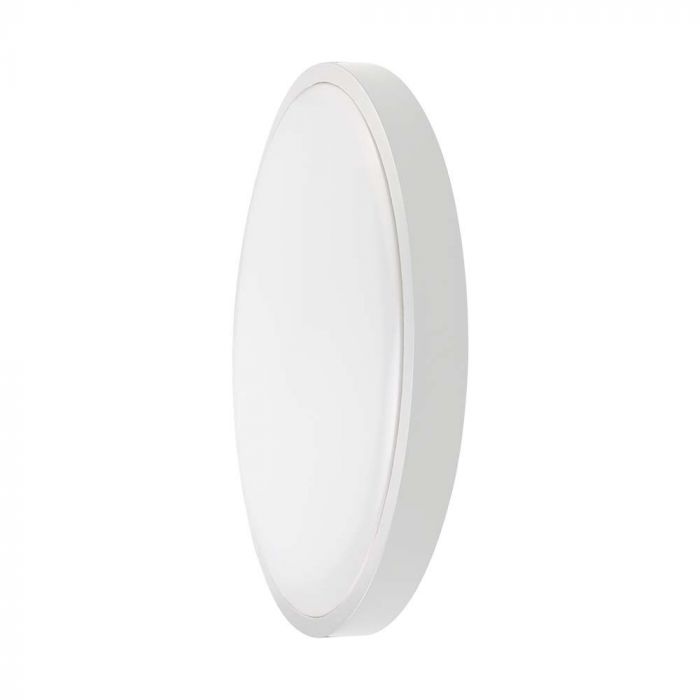 VT-8624S-W-RD  24W LED DOME LIGHT MICROWAVE SENSOR ROUND WHITE FRAME IP44