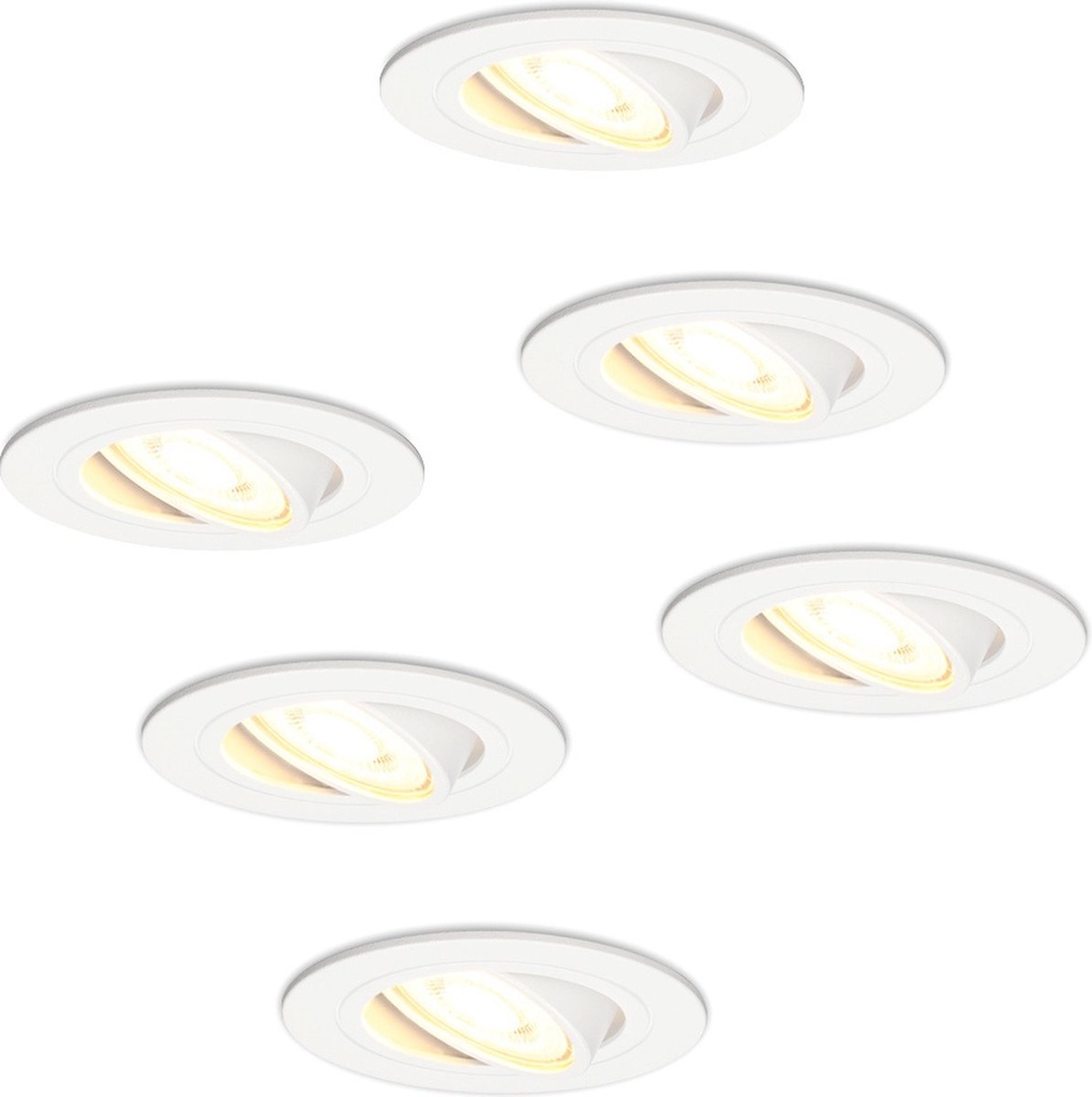 VT-782 Wit  Set van 6 stuks dimbare LED inbouwspots 6 Watt gu10 kantelbaar