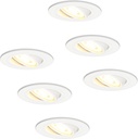 VT-782 Wit  Set van 6 stuks dimbare LED inbouwspots 6 Watt gu10 kantelbaar (3000K)