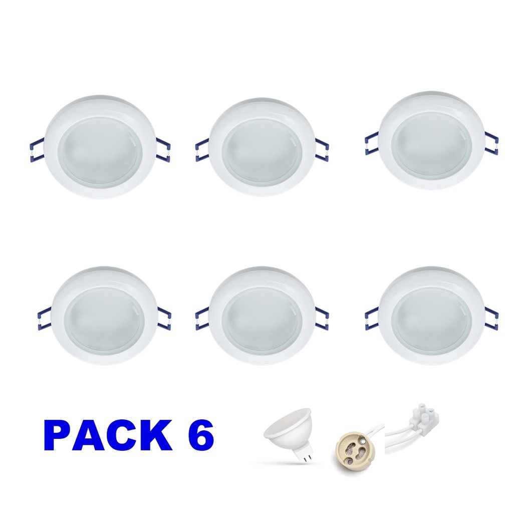 Spot encastrable ELMARK LED - 6W - Round - Etanche IP44 - Non Dimmable - Ø 70mm - Pack of 6 - Blanc - 25000h