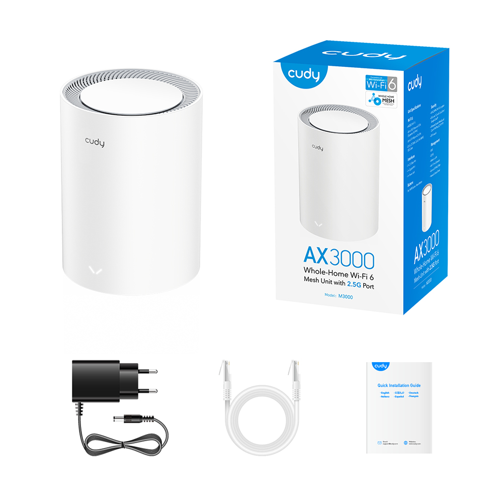 Cudy M3000_W(1-2-3-Pack) Solution Wi-Fi 6 Mesh 2,5G AX3000