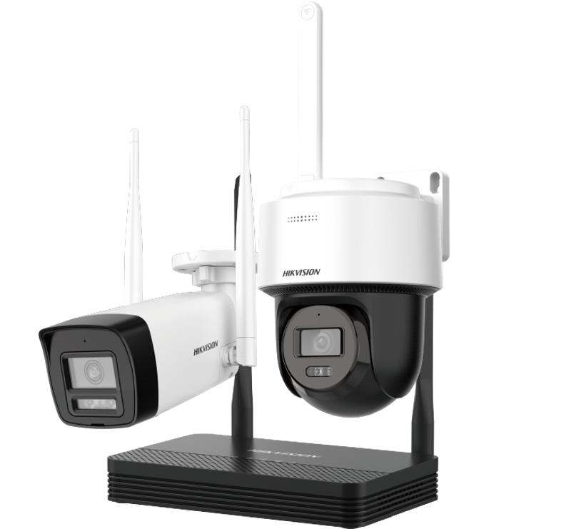 HIKVISION NKS424W03H Kit IP Wi-Fi 4MP H.265 1x Canon + 1x PT Dome Camera WiFi NVS Kit- 512 Go Micro SD