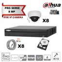 DAHUA  IP 8MP Pro Kit 8x Camera Dome  Fixed 2.8mm-IR 30M  + 16 Channels POE NVR + 4TB Max 16x camera   Veste Dahua offerte -Stock limité-