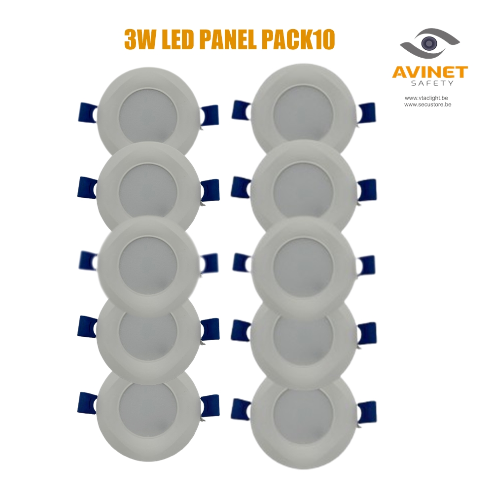 AV-301 3W LED PANEL LIGHT 220V  ROUND PACK 10