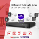 HIKVISION Set 3K Dual Light  - 4x Bullet Camera  3K(6MP) Dual Light Audio  Indoor/Outdoor- DVR 8 Channel -  1TB HDD
