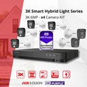 HIKVISION Set 3K Dual Light  - 6x Bullet Camera  3K(6MP) Dual Light Audio  Indoor/Outdoor- DVR 8 Channel -  2TB HDD
