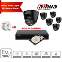 DAHUA Smart Dual Light WizSense Active Deterrence Series IPC-HDW2849T-S-IL 30m IP Camera Kit - 6x 8Megapixel 2.8mm Camera Bullet  Black+ 8 Channels POE NVR + 4TB Max 8x Camera 