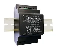 MULTICOMP 24 VDC, 2.5 A - 1 output  60 W,  Rail DIN AC/DC  MP-LI60-20B24PR2   