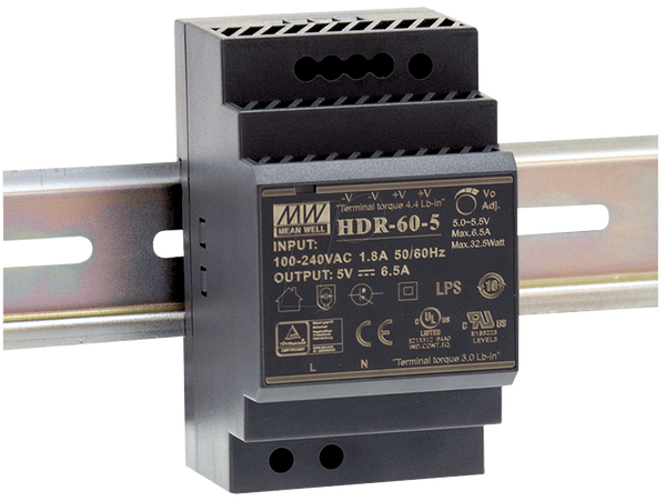 MW HDR-60-24 Switching power supply, DIN mounting, 60 W, 24 V / 2.5 A