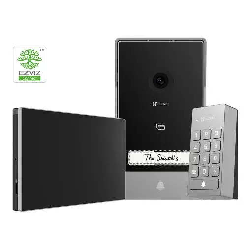 EZVIZ – interphone intelligent TP7, 2x Fils , Wi-Fi, 2K, écran tactile de 7 pouces, visiophone, sonnette sans fil, IP65, noir-argent