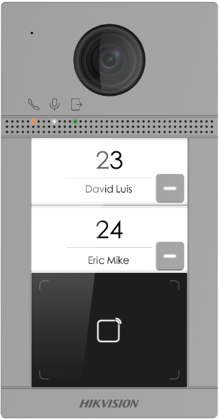 Hikvision DS-KV8213-WME1/S door station Surface Aluminum 2 x Button, PoE/ 12 VDC, Mifare card WIFI - 2 relay 