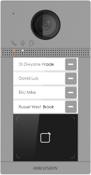 Hikvision DS-KV8413-WME1/S door station Surface Aluminum 4 x Button, PoE/ 12 VDC, Mifare card WIFI - 2 relay 